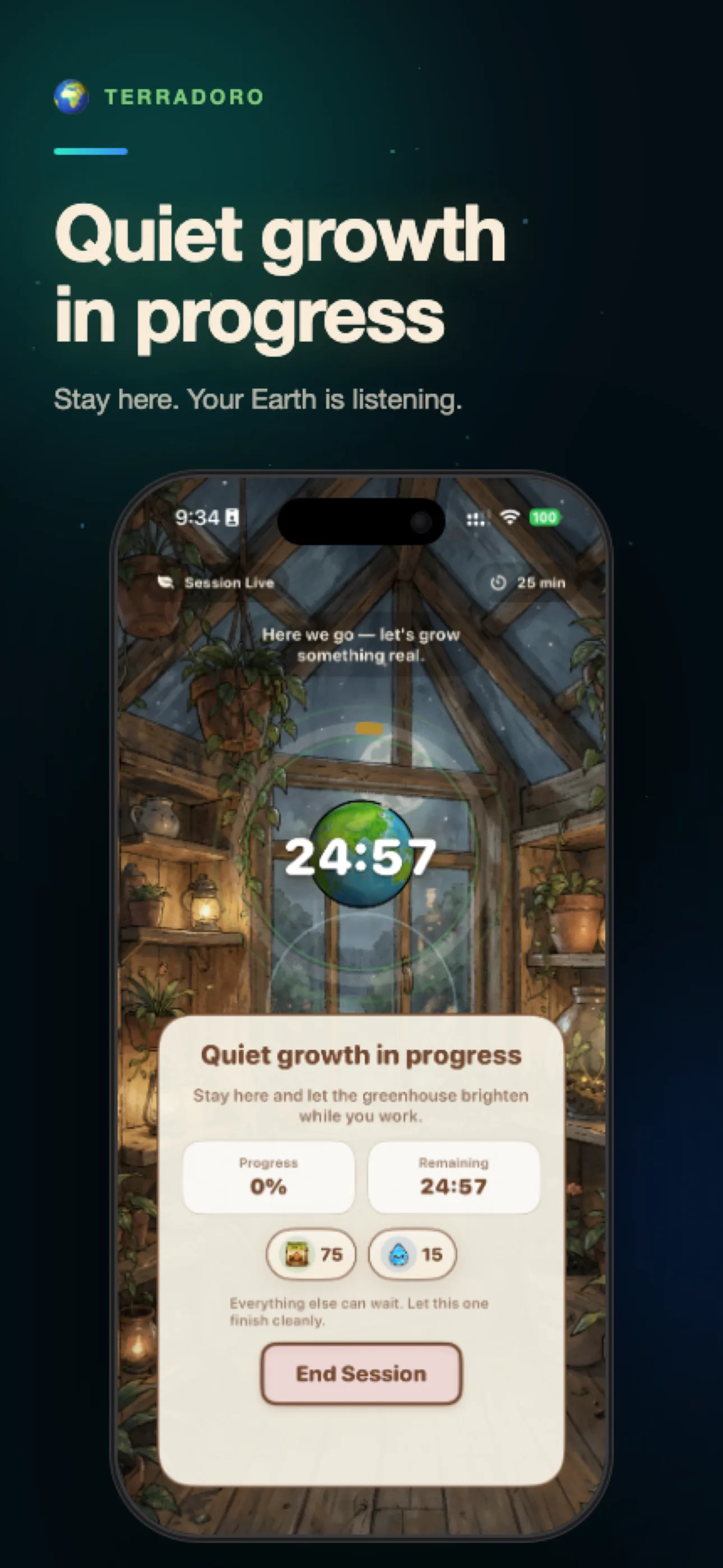 Terradoro app biome home screen