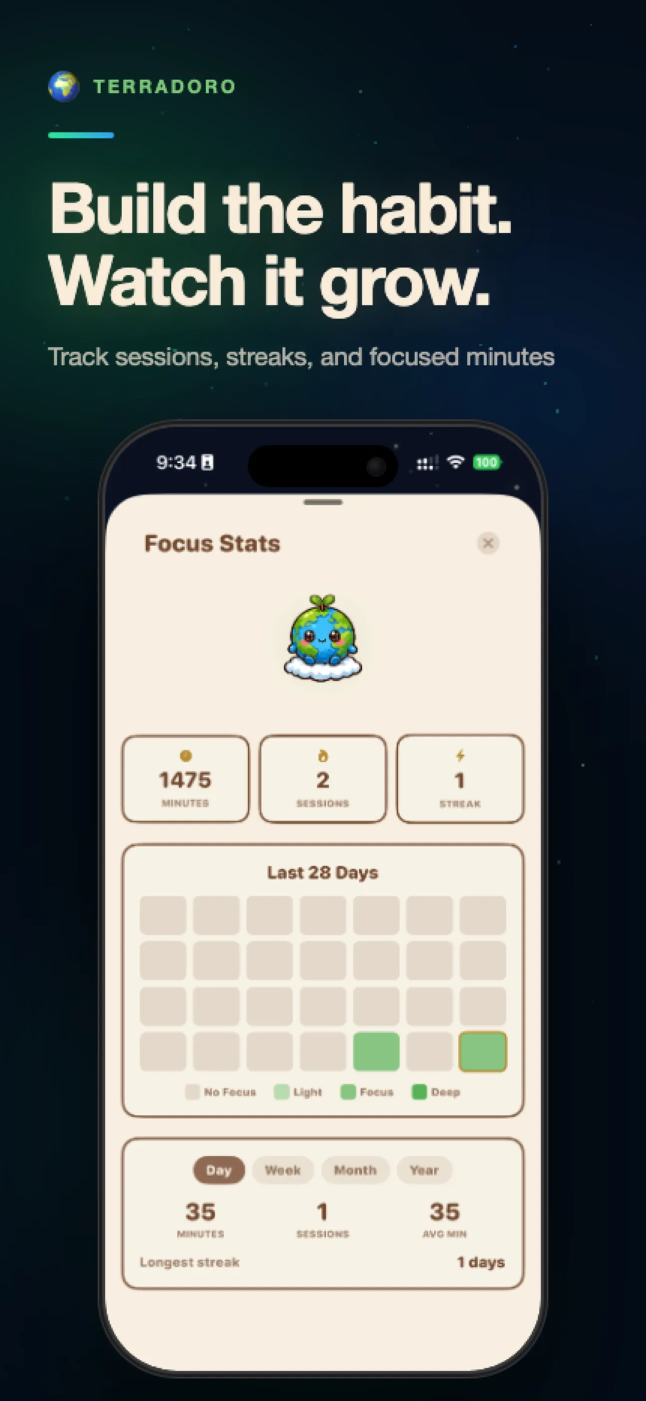 Terradoro app planet progression screen