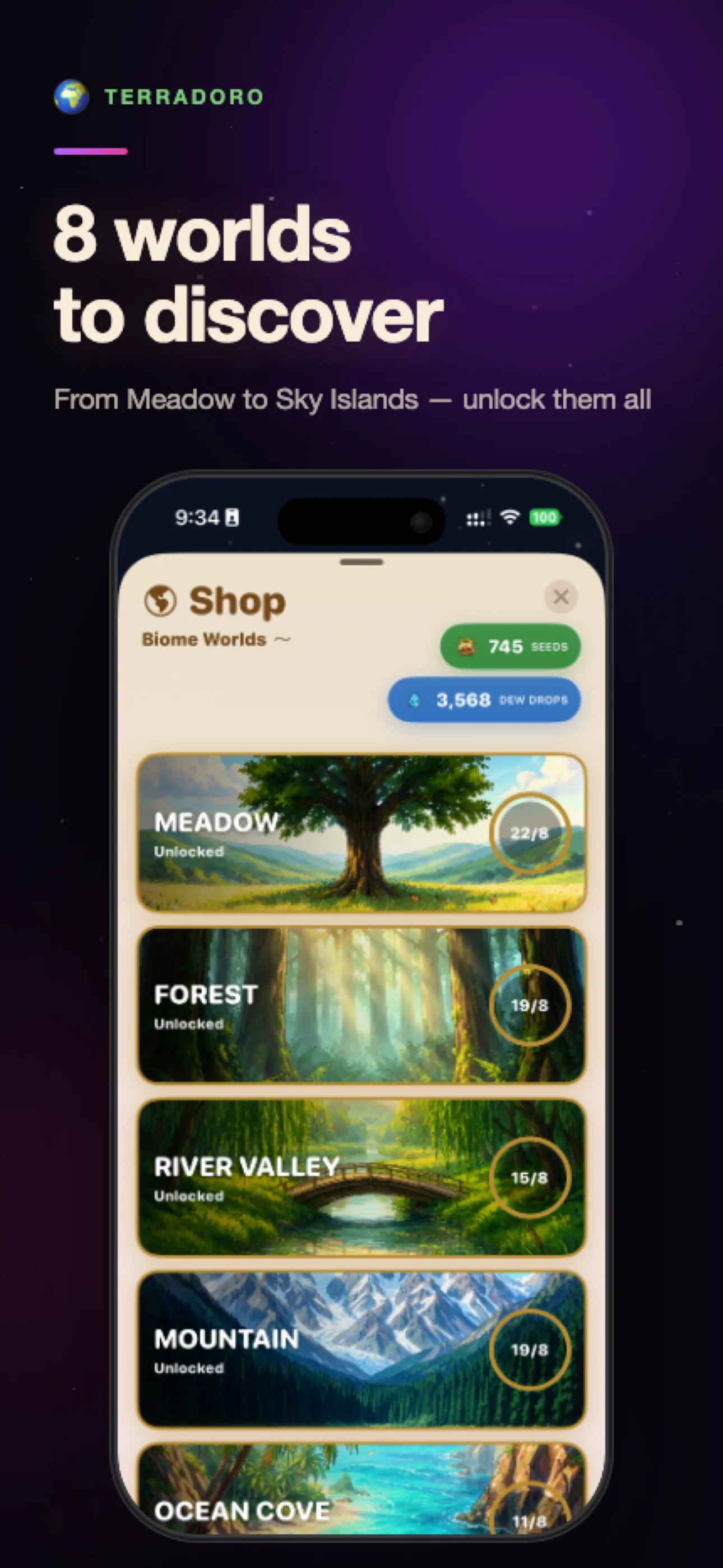 Terradoro app meadow screen